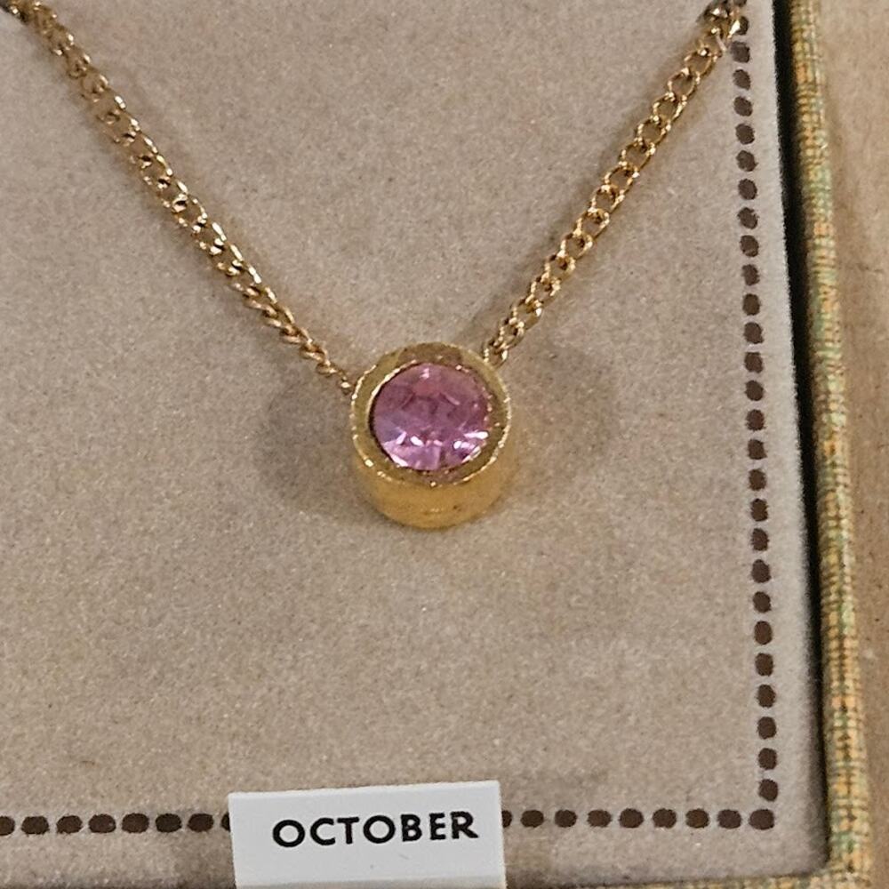 Vintage October birthstone necklace 16 inch chain